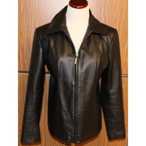 NY & CO Women's Black Leather Zip Up Jacket